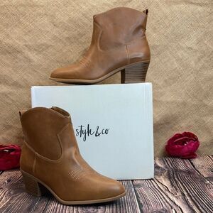 Style & Co Brown Mandyy Western Booties 6.5
